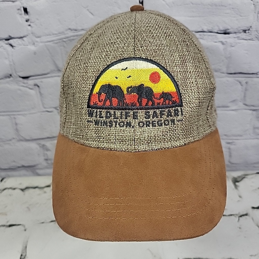 Wildlife Safari Oregon Hat Unisex OSFA Elephant Sunset Woven Faux Suede Cap
